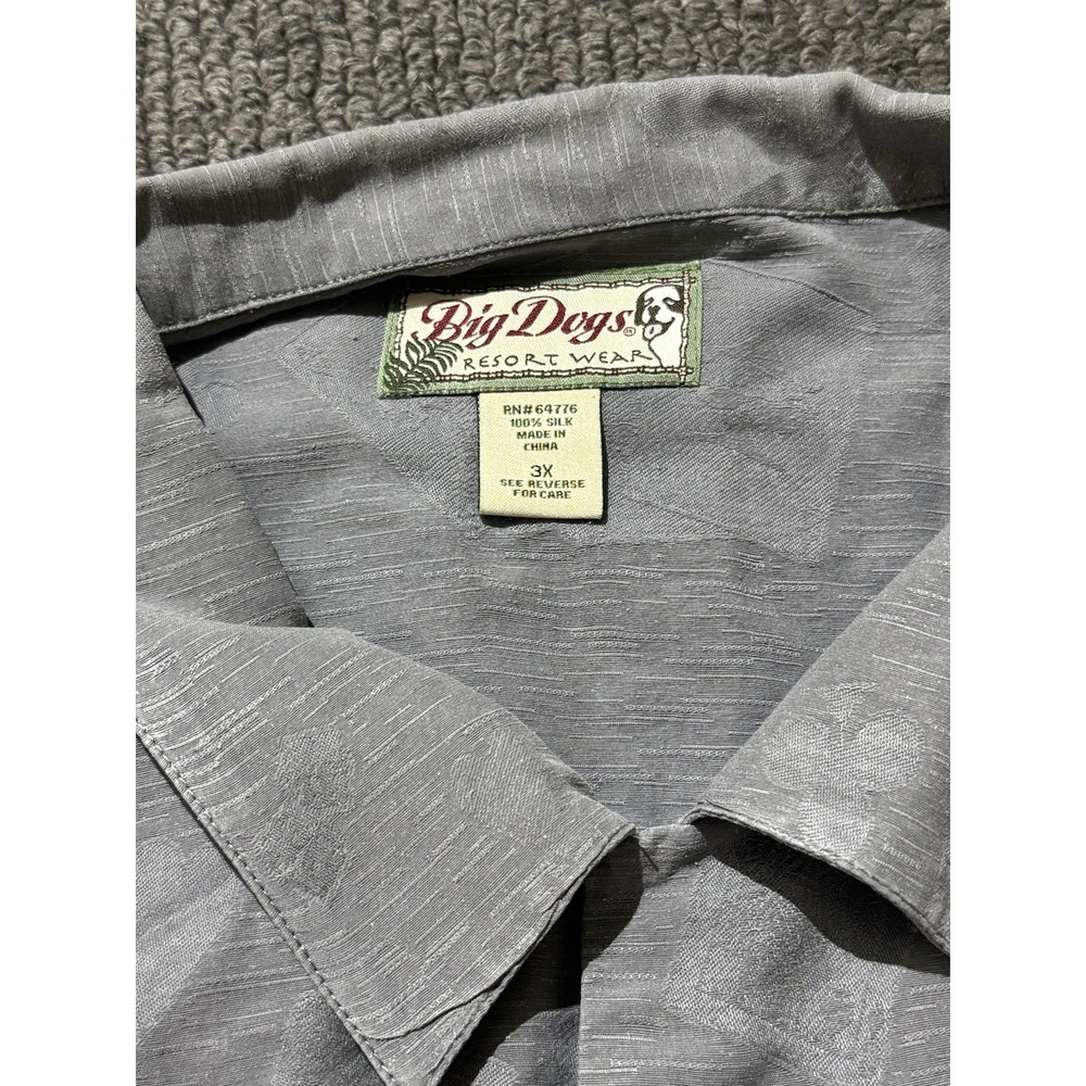 VTG 90s Big Dog Resort Wear Shirt Mens 3XL Gray Poker Cards 100% Silk Hawaiian - Picture 4 of 5